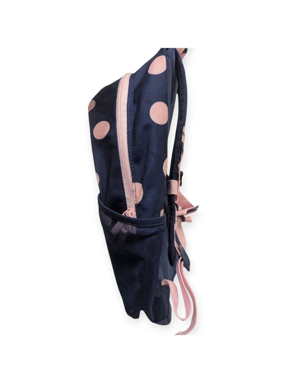 Lands End Backpack Medium Navy Pink Polka Dot - Picture 3 of 13
